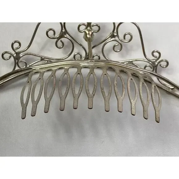 Vintage 90’s Y2K Rhinestone Tiara Silver Tone Comb Wedding Prom Bridal - Picture 11 of 11